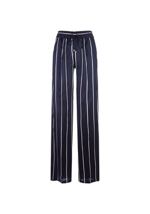 Kiton Navy Blue Striped Silk Drawstring Trousers
