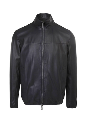 Emporio Armani Zip-Up Long Sleeved Leather Jacket