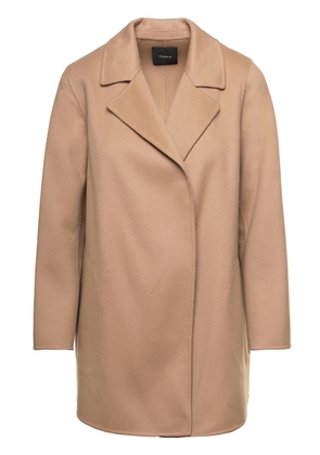 Theory Clairene Beige Jacket With Notched Revers In Wool And Cashmere Woman