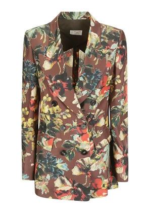 Alberto Biani Double-Breasted Tapestry Silk Jacket