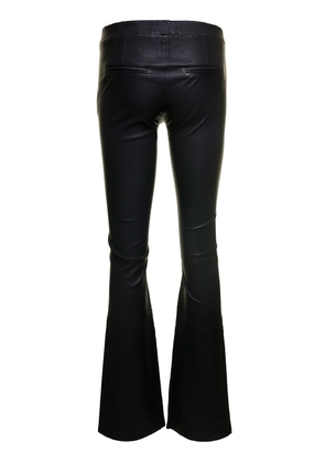 Arma Black Izzy Pants With Branded Button Fastening In Leather Woman