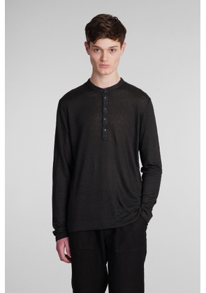 120% Lino T-Shirt In Black Linen