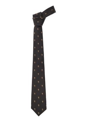 Alexander Mcqueen Pre-Tied Tie With Polka Dots And Skull In Silk