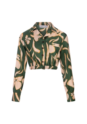 Raquel Diniz Cropped Jacket In Green Floral