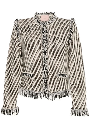 Twinset Striped Jacket With Fringes