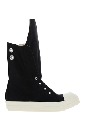 Drkshdw Black Sneakers With Oversize Tab In Cotton Man