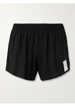 Satisfy - Straight-Leg Logo-Appliquéd Space‑O™Jersey Shorts - Men - Black - 1