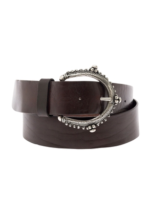 Parosh Brown Belt With Circle Buckle In Leather Woman
