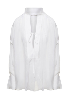 Ferragamo White Caftano Shirt In Silk Blend Woman
