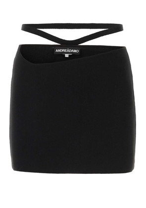 Andreādamo Black Stretch Viscose Blend Mini Skirt