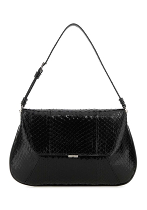 Amina Muaddi Black Leather Ami Handbag