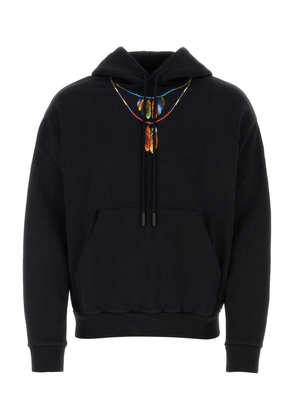 Marcelo Burlon Black Cotton Oversize Feathers Necklace Sweatshirt