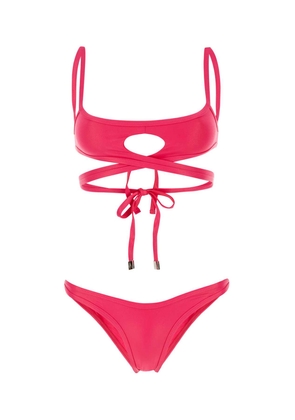 The Attico Fuchsia Stretch Nylon Bikini