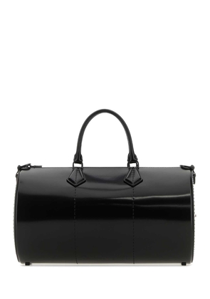 Max Mara Black Leather Brushedrolll Handbag