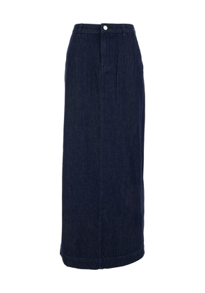 Theory Maxi Blue Skirt With Belt Loops In Cotton Denim Woman