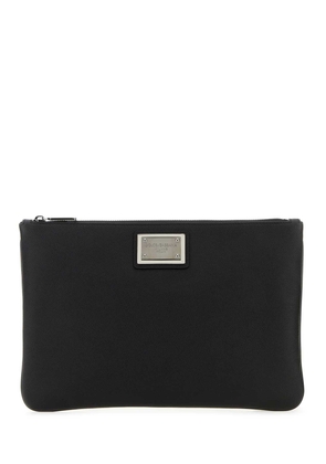 Dolce & Gabbana Black Leather And Nylon Pouch