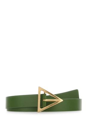 Bottega Veneta Army Green Leather Triangle Belt