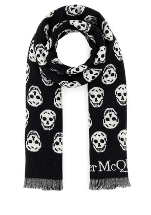 Alexander Mcqueen Embroidered Wool Reversible Scarf