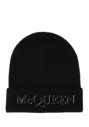 Alexander Mcqueen Black Cashmere Beanie Hat