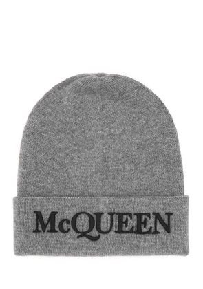 Alexander Mcqueen Grey Cashmere Beanie Hat