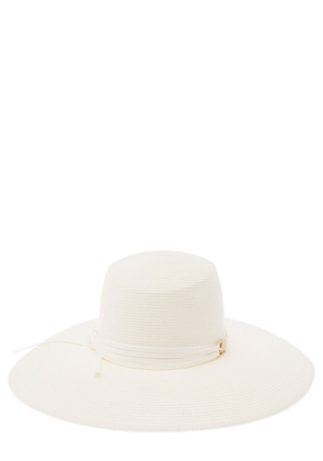 Alberta Ferretti White Wide Hat In Straw Woman