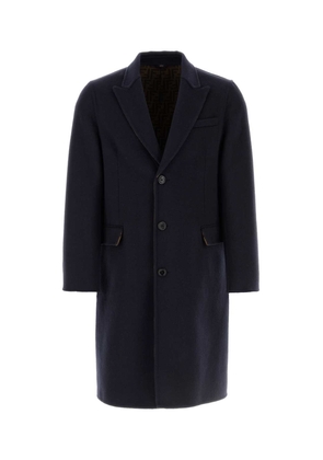 Fendi Navy Blue Wool Blend Coat