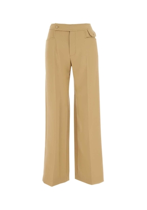 Low Classic Camel Polyester Wide-Leg Pant