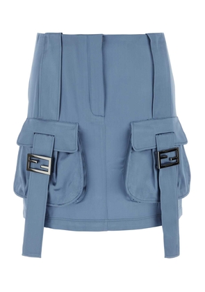 Fendi Cerulean Blue Satin Mini Skirt