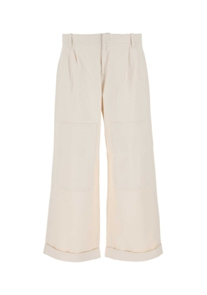 Etro Melange Ivory Stretch Cotton Wide-Leg Pant