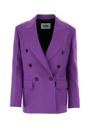 Msgm Purple Stretch Wool Blazer