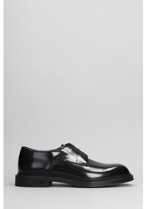 Emporio Armani Lace Up Shoes In Black Leather
