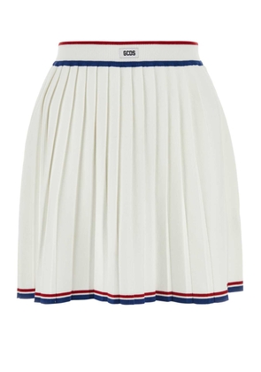 Gcds White Viscose Blend Mini Skirt
