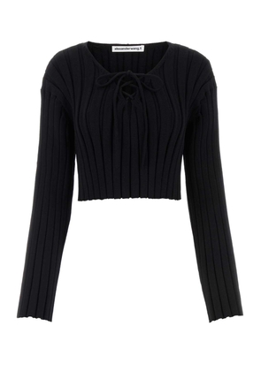 T By Alexander Wang Black Stretch Nylon Sweater