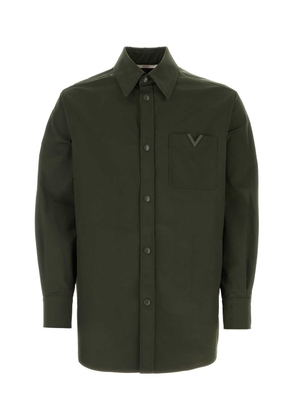 Valentino Garavani Olive Green Stretch Polyester Shirt