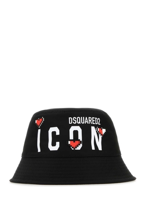 Dsquared2 Black Cotton Bucket Hat