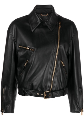 Versace leather biker jacket - Black