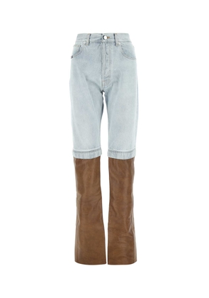 Vtmnts Two-Tone Denim And Leather Jeans