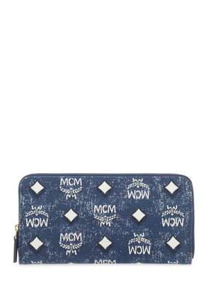 Mcm Embroidered Canvas Wallet