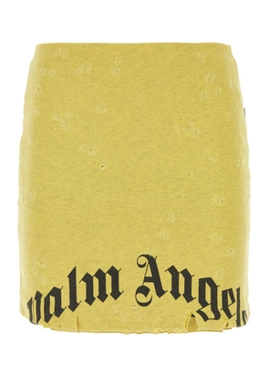 Palm Angels Melange Yellow Cotton Mini Skirt