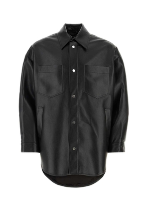 Nanushka Black Synthetic Leather Oversize Martin Shirt