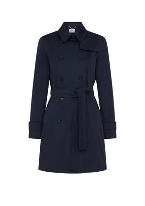 Marella Navy Blue Waterproof Double-Breasted Trench Coat