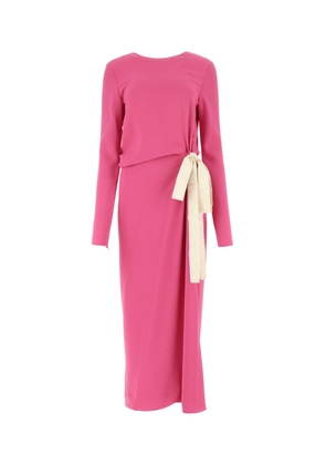 Lanvin Dark Pink Stretch Crepe Long Dress