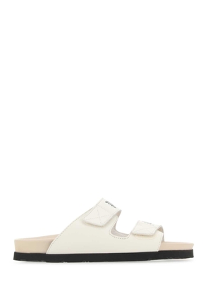 Palm Angels Ivory Leather Slippers