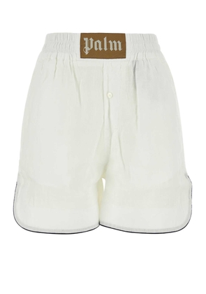 Palm Angels White Linen Shorts