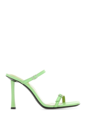 By Far Light Green Leather Flick Mules