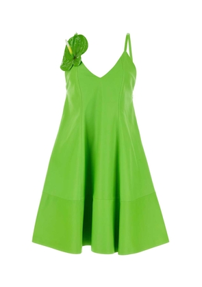 Loewe Fluo Green Leather Mini Dress