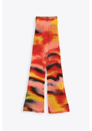 Laneus Mesh Multicolor Pants Woman Multicolour Tie-Dye Crochet Flared Pant - Mesh Multicolor Pants