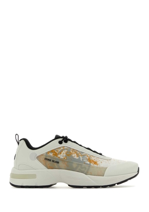 Stone Island Ivory Fabric And Rubber Sneakers