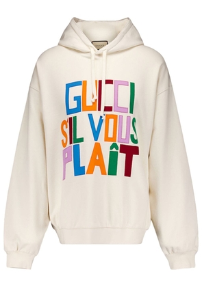 Gucci logo-patch cotton hoodie - Neutrals