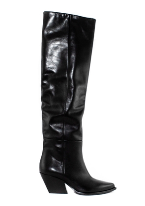Elena Iachi Black Leather Knee Boots